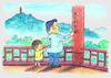 Cartoon: monkey see monkey do (small) by Lv Guo-hong tagged tourism,habit,writing,autograph