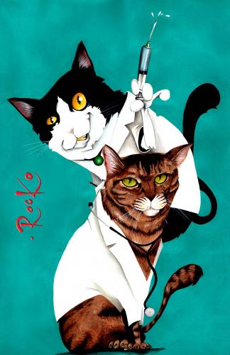 Cartoon: Doc Cat (medium) by Rocko tagged cats,health,pets,doc,medicine