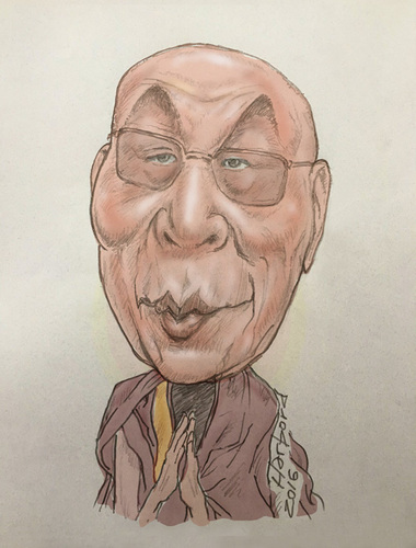 Cartoon: Dalai Lama caricature (medium) by Harbord tagged dalai,lama,buddhist