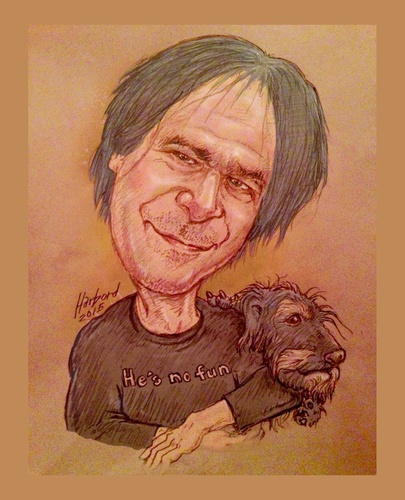 Cartoon: David Matychuk and Ozzy (medium) by Harbord tagged david,matychuk,musician,songwriter,dog,lover,ozzy,no,fun