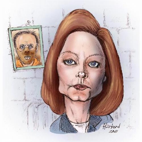 Cartoon: Jodie Foster caricature (medium) by Harbord tagged jodie,foster,hannibal,silence,of,the,lambs