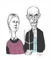 Cartoon: American Gothic caricature (small) by Harbord tagged american,gothic,grant,wood,caricature