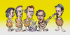 Cartoon: Pointed Sticks the band (small) by Harbord tagged pointed,sticks,vancouver,pop,punk,band,caricature