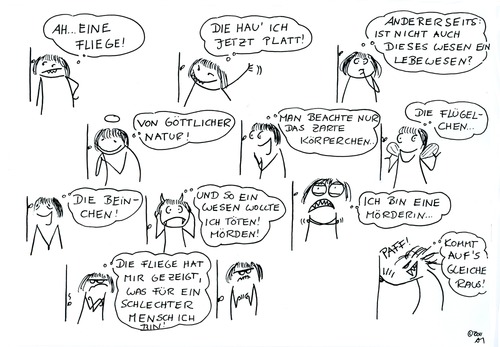 Cartoon: Lebensphilosophie (medium) by Any tagged leben,tod,moral,tiere,fliege