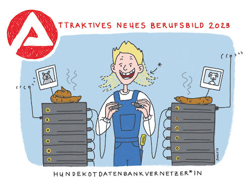 Cartoon: Hundekotdatenbankvernetzer (medium) by toonwolf tagged arbeitsmarkt,ba,arbeitsagentur,hunde,kot