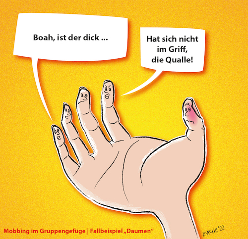 Cartoon: Mobbing (medium) by toonwolf tagged mobbing,bodyshaming,hand,daumen