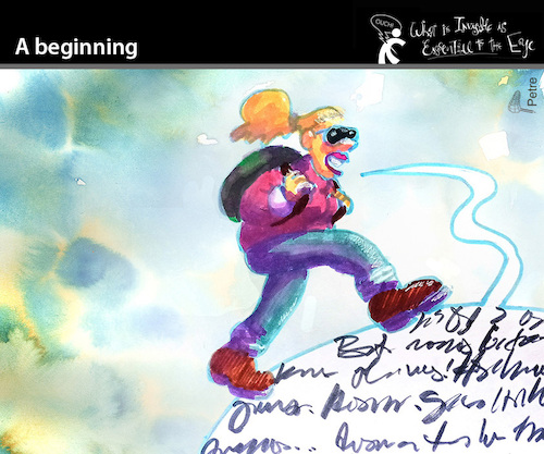 Cartoon: A BEGINNING (medium) by PETRE tagged beginning,anfang,language,sprache