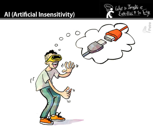 Cartoon: AI Artificial Insensitivity (medium) by PETRE tagged ai,artificialintelligence,insensitivity