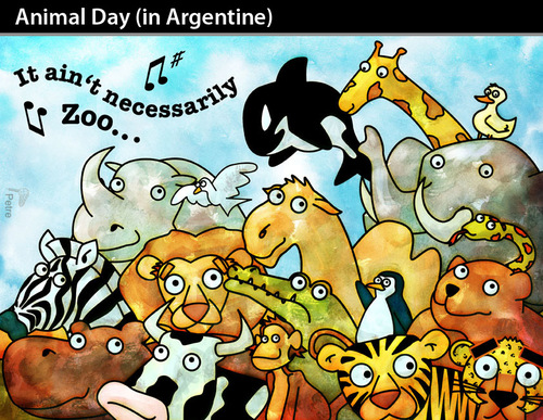 Cartoon: ANIMAL DAY in Argentine (medium) by PETRE tagged nature,wild,lire