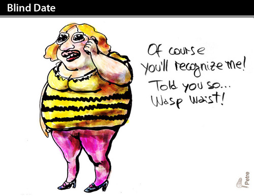 Cartoon: Blind Date (medium) by PETRE tagged food,nutrition,figure,health