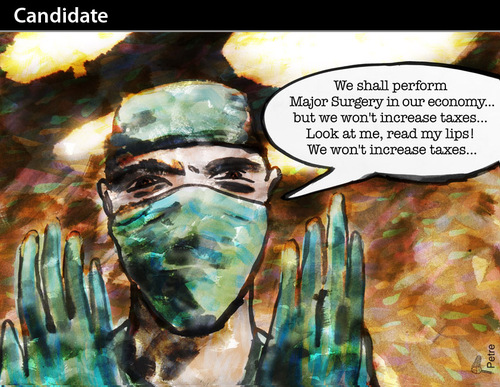 Cartoon: Candidate (medium) by PETRE tagged economics,social,politics