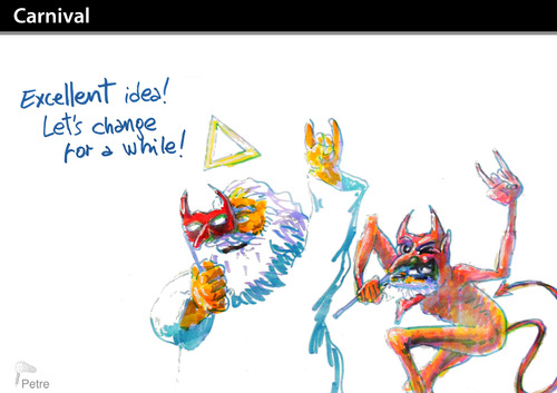 Cartoon: CARNIVAL (medium) by PETRE tagged devil,god,parties,carnival