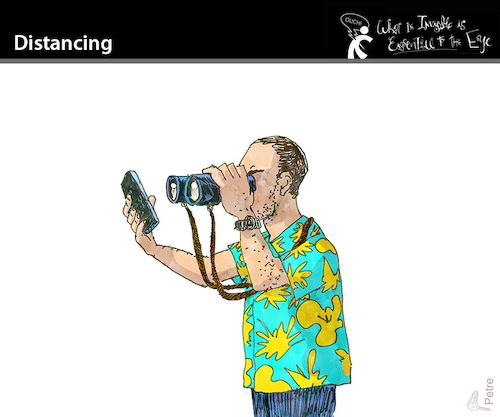 Cartoon: DISTANCING (medium) by PETRE tagged distancing,distanzierung,samrtphones,binoculars
