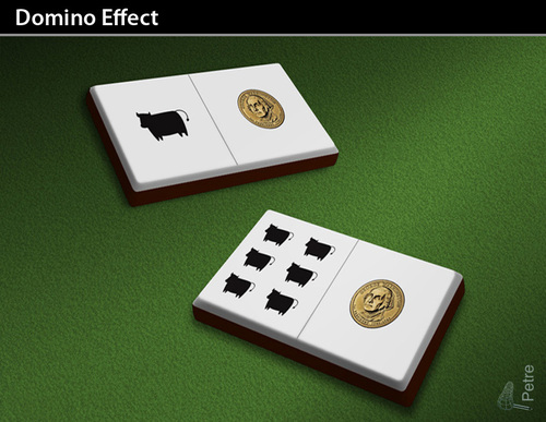 Cartoon: Domino Effect (medium) by PETRE tagged finan