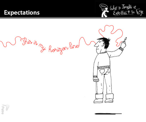 Cartoon: EXPECTATIONS (medium) by PETRE tagged horizont,skyline,horizon,line,linie