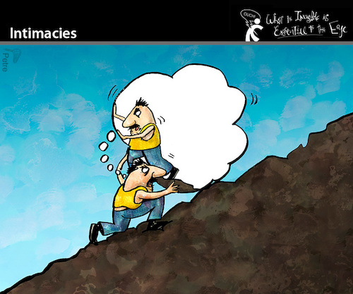 Cartoon: Intimacies (medium) by PETRE tagged sisyphus,intimacies,sysyphus,thoughts,pesimism