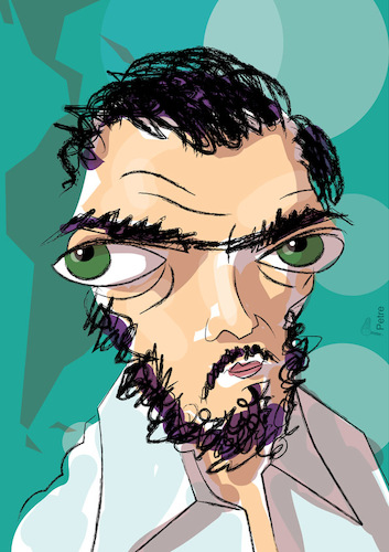 Cartoon: Julio Cortazar (medium) by PETRE tagged literature,argentina,rayuela