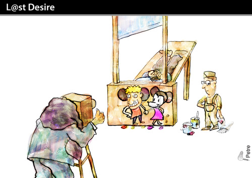 Cartoon: LOST DESIRE (medium) by PETRE tagged guillotine,death,penalty,photographs,graffiti