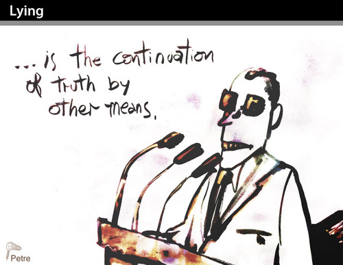 Cartoon: LYING (medium) by PETRE tagged lies,politicians,speech