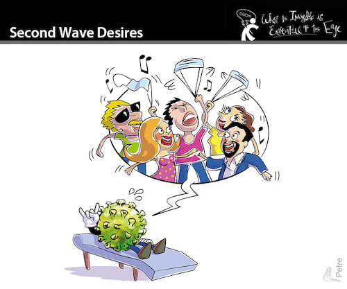 Cartoon: Second Wave Desires (medium) by PETRE tagged covid19,secondwave,pandemic,coronavirus