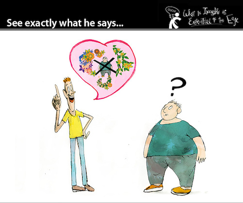 Cartoon: See exactly what he says (medium) by PETRE tagged fatphobia,exclusion,hipocrisy