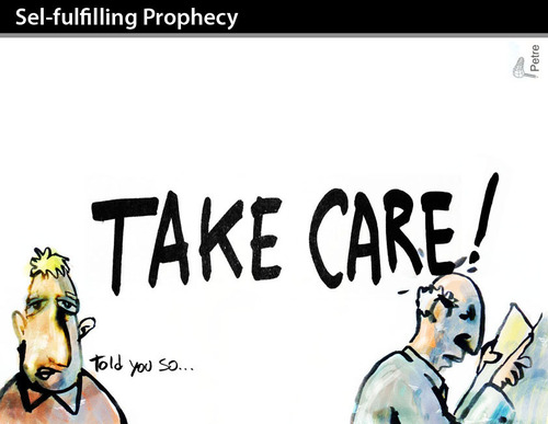 Cartoon: SELF-FULFILLING PROPHECY (medium) by PETRE tagged cmmunication,media,messages,news,reality