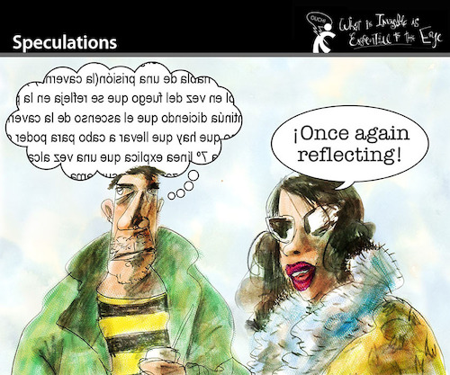 Cartoon: Speculations (medium) by PETRE tagged speculations,reflections,mirror