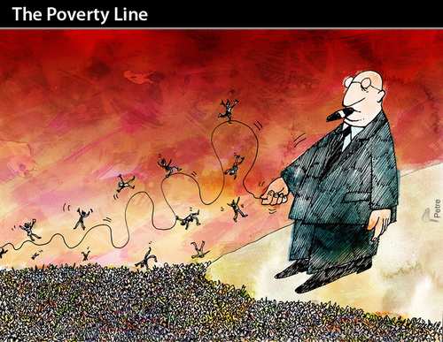Cartoon: The Poverty line (medium) by PETRE tagged economics,social,politics
