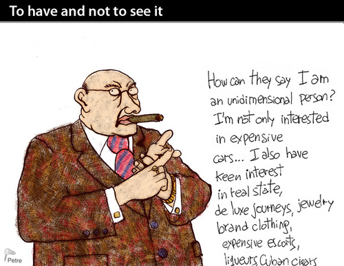 Cartoon: To have and not to see it (medium) by PETRE tagged richmen,wealth,social,economy,to