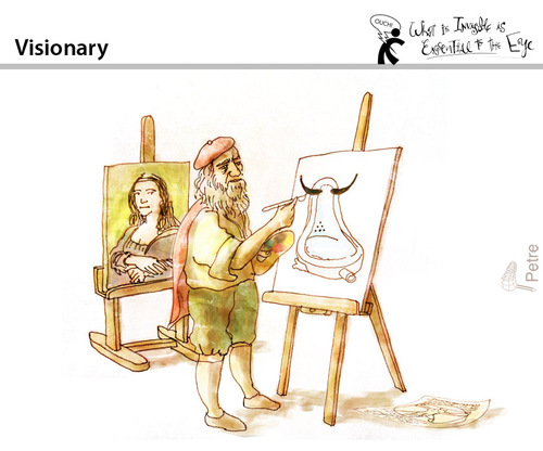 Cartoon: Visionary (medium) by PETRE tagged davinci,gioconda,duchamp