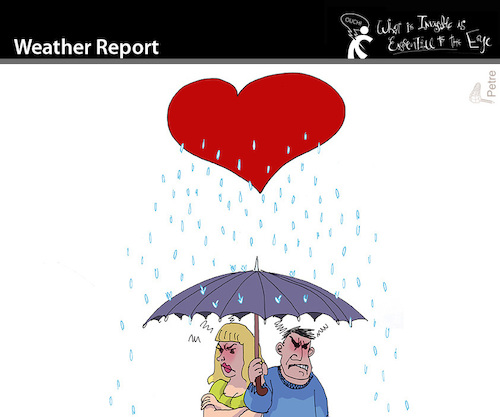 Cartoon: Weather Report (medium) by PETRE tagged love,liebe,regenschirm,umbrella,regen,rain