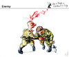 Cartoon: Enemy (small) by PETRE tagged war,fight