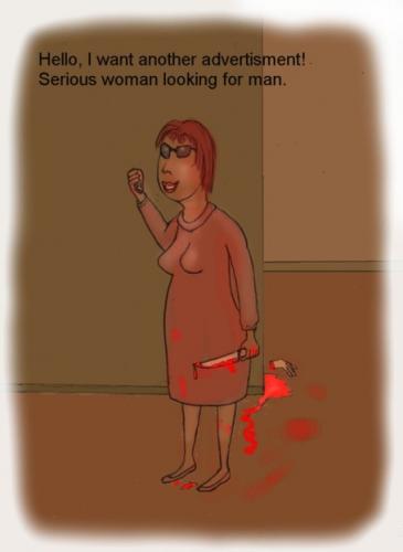 Cartoon: Advertisment (medium) by Hezz tagged advertisment,serious,woman