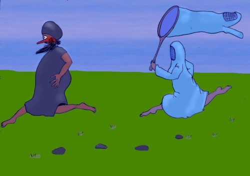 Cartoon: Burkahunting (medium) by Hezz tagged burkahunting