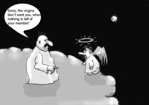Cartoon: Fatality (medium) by Hezz tagged virgins,heaven