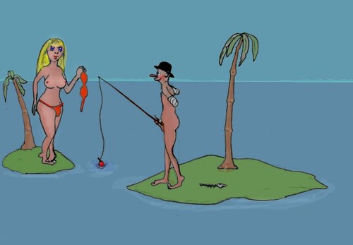 Cartoon: Fishing nurse (medium) by Hezz tagged desert,island,fishing