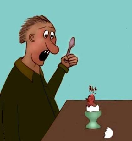 Cartoon: I ägg (medium) by Hezz tagged agg,sked,spoon,löffel,lusikka,muna