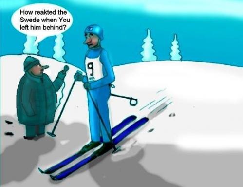 Cartoon: Lämnad bakom (medium) by Hezz tagged reakt,ski,behind,swede
