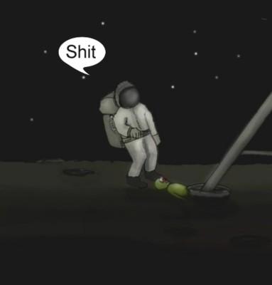 Cartoon: Moonlanding (medium) by Hezz tagged moonlanding,surprise