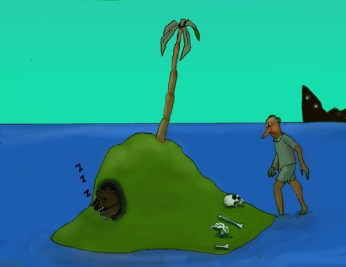 Cartoon: One too much. (medium) by Hezz tagged island,bear
