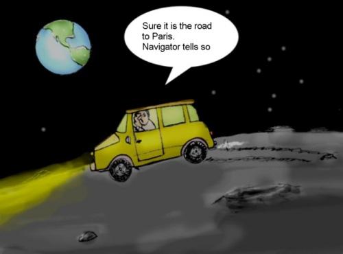 Cartoon: The navigator (medium) by Hezz tagged road,to,paris