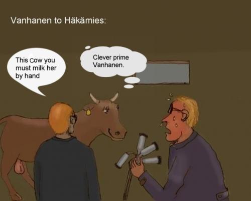 Cartoon: Vanhanen till Häkämies (medium) by Hezz tagged adwice,expertly