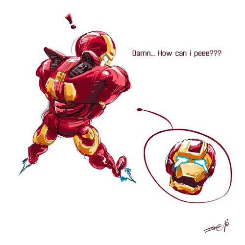 Cartoon: IronMan Troll (medium) by thinhpham tagged fun,ironman,zenchip,pee