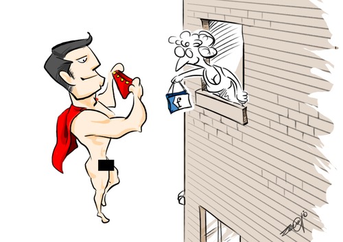 Cartoon: Superman is shopping (medium) by thinhpham tagged superman,shopping,underwear,funny,zenchip