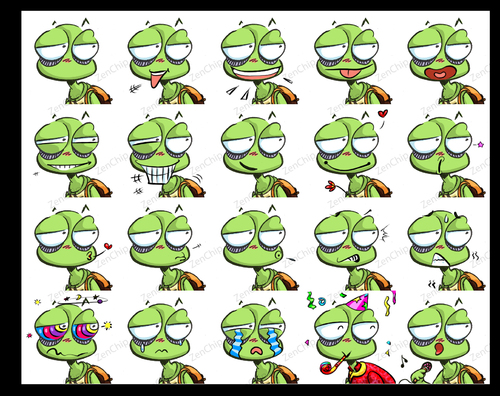 Cartoon: the emotions of green turtle (medium) by thinhpham tagged funny,avatar,emotions,green,turtle