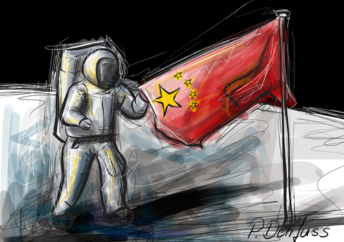 Cartoon: Mondlandung (medium) by derrfuss tagged mondlandung,china,usa,politik,weltherrschaft,raumfahrt,weltpolitik,regiert