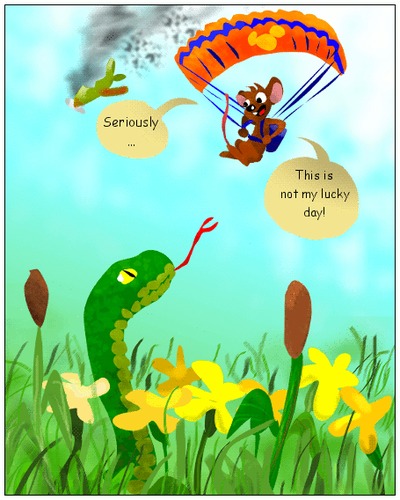 Cartoon: Having a bad day? (medium) by andriesdevries tagged mouse,snake,plane,parachute
