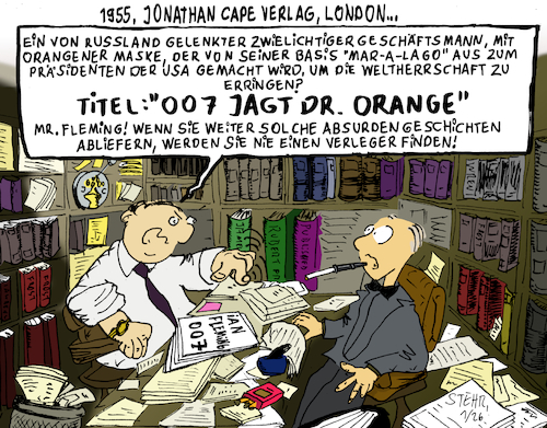 Cartoon: Absurde Geschichten (medium) by Matthias Stehr tagged trump,fleming,007,absurd