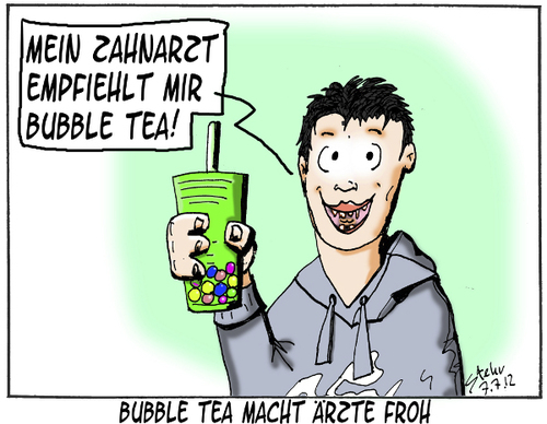 Cartoon: Bubble Tea (medium) by Matthias Stehr tagged trendgetränk,zahnarzt,tea,bubble