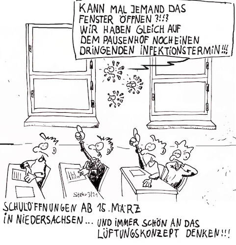 Cartoon: Immer schön ans Lüftungskonzept (medium) by Matthias Stehr tagged corona,pandemie,sars,schulen